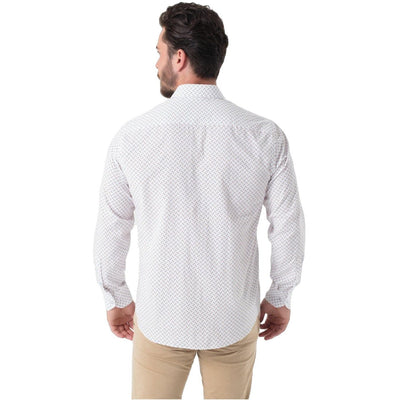 WB Premium Heren Overhemd Slim Fit Extra Lange Mouw Wit Print