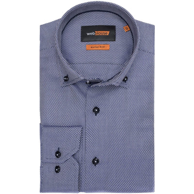 WB Premium Overhemd Heren Slim Fit Blauw Stip
