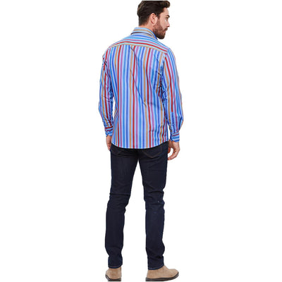 WB Basic Overhemd Regular Fit Gestreept met kleurrijke Print