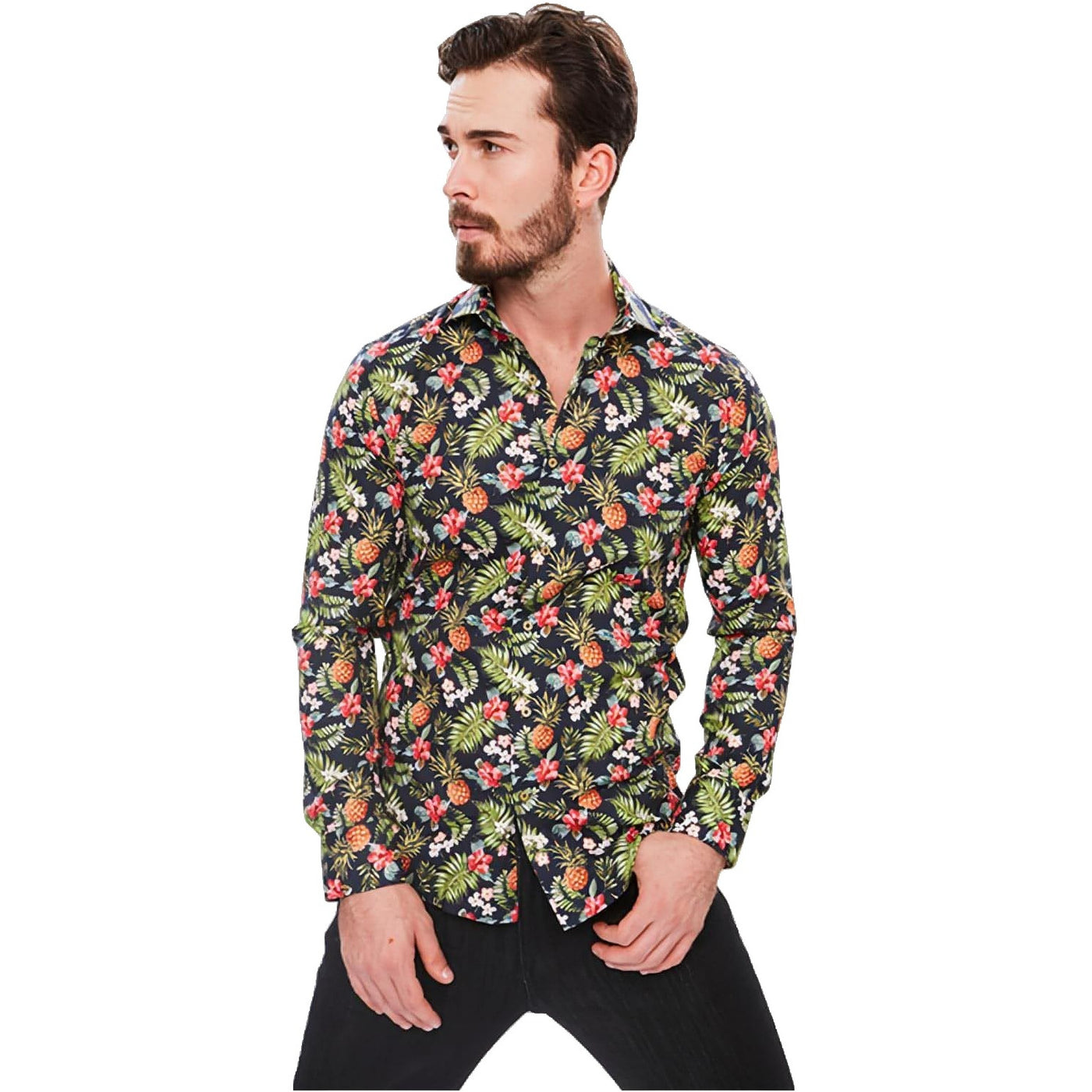 WB Premium Overhemd Slimfit Tropische Ananas Print