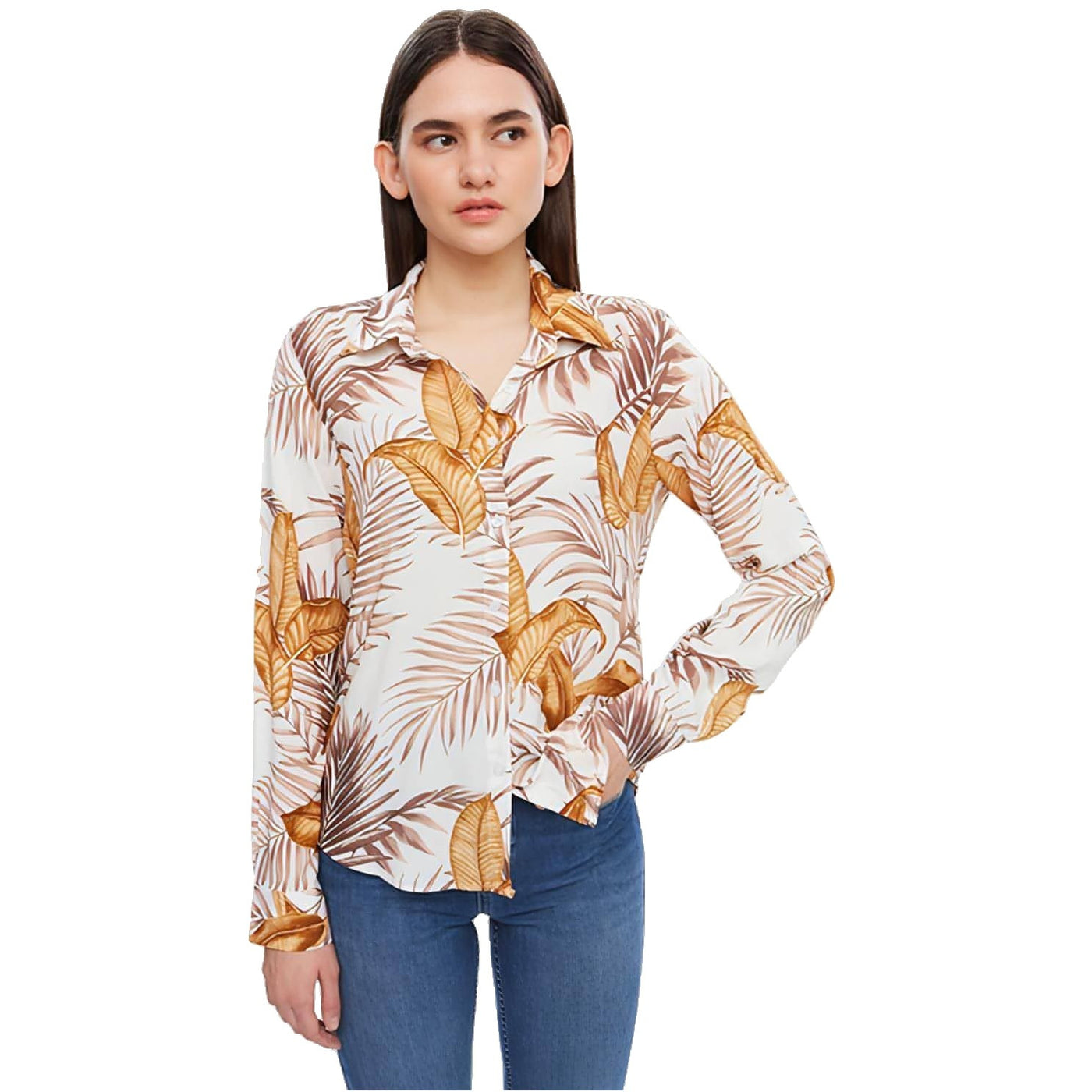 WB Premium Blouse Two Yellow Leaves