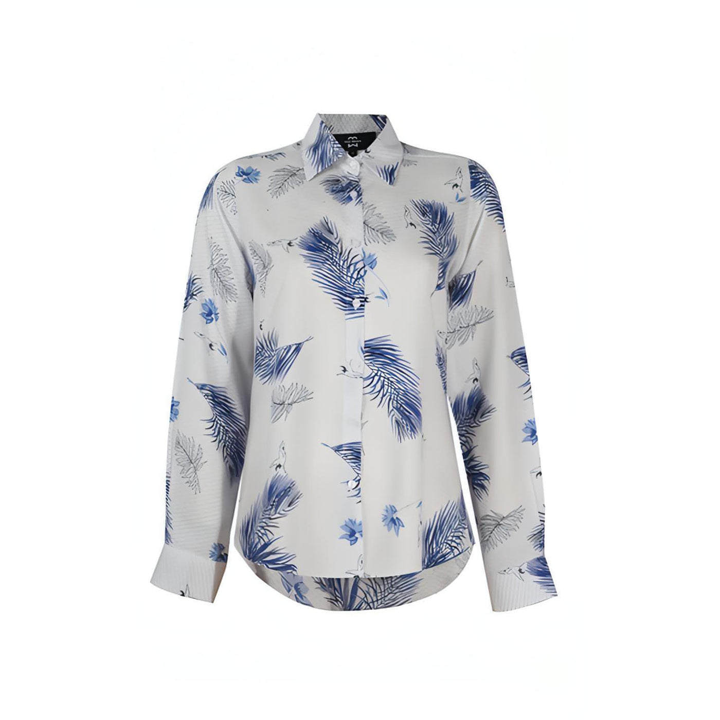 dames-blouse-wit-blauw-leaves