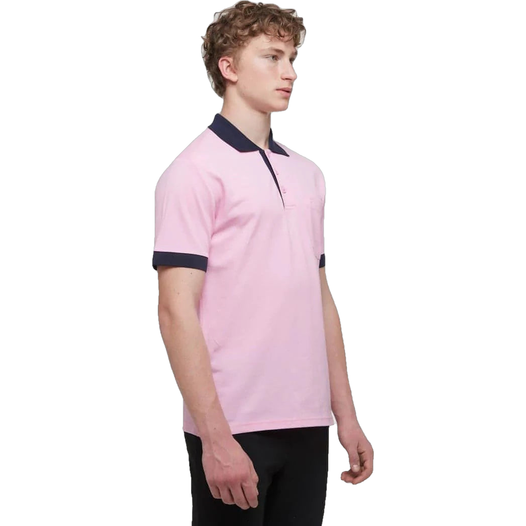 WB Comfy Heren Polo Shirt Korte Mouw Roze