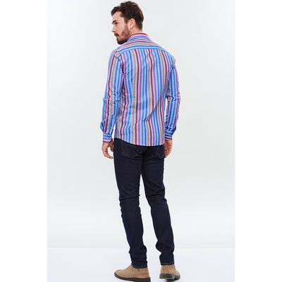 WB Excellent Overhemd Excellent Slim fit Glamour Blue with colourful stripes