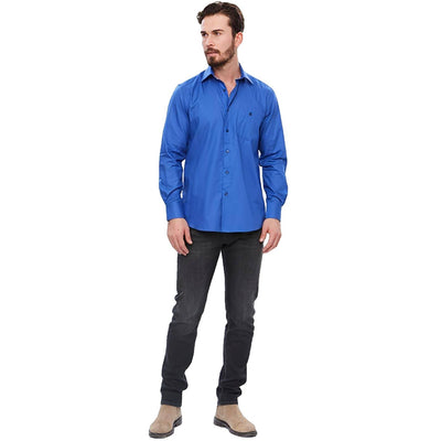 WB Basic Overhemd Regular Fit Kobaltblauw