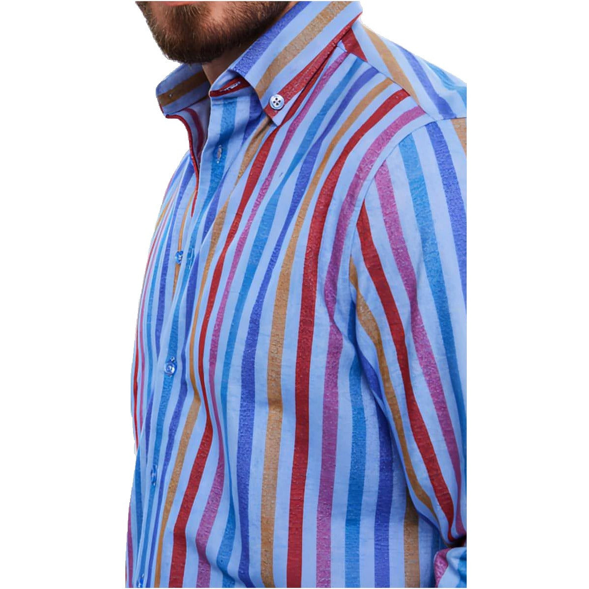 WB Basic Overhemd Regular Fit Gestreept met kleurrijke Print