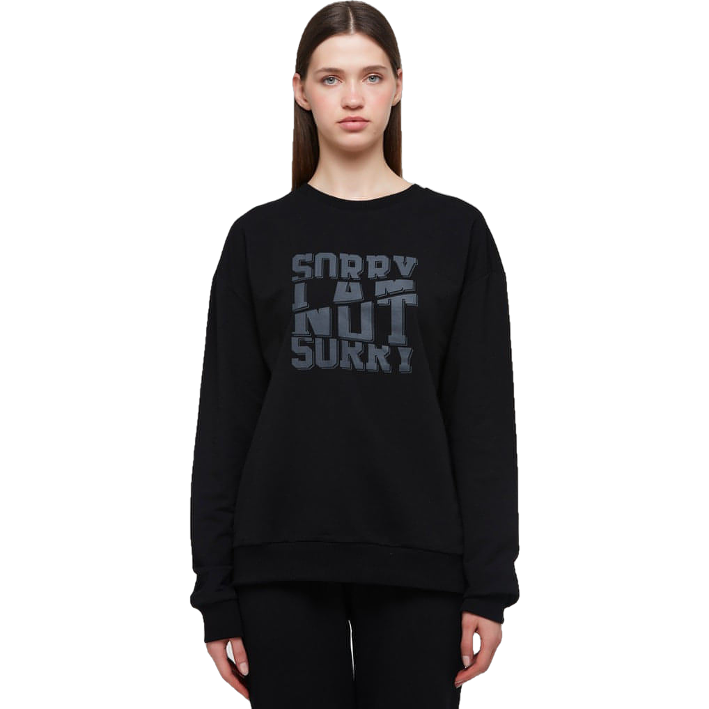 WB Comfy Uniseks Oversized Sweatshirt Voor Haar en Hem Zwart