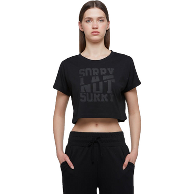 WB Comfy Dames Crop T Shirt Zwart