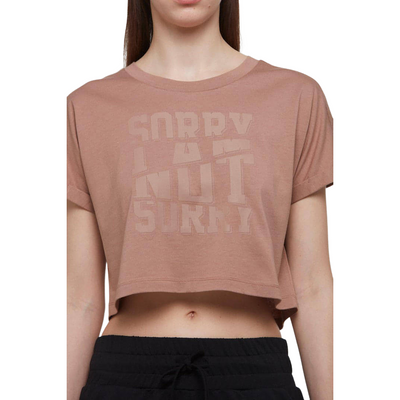 WB Comfy Dames Crop T Shirt Bruin